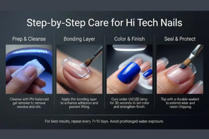 step-by-step care for hi tech nails