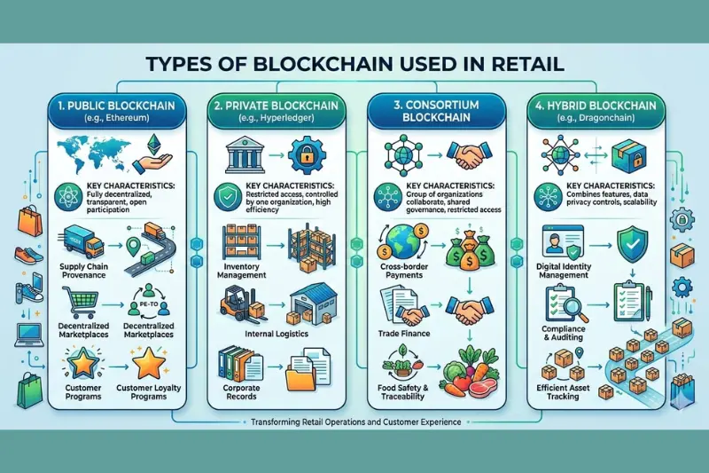 types of blockchain used in retail